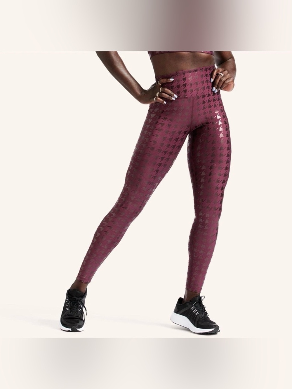 Peloton Size 2XL Purple Res Show Up Houndstooth Printed Legging